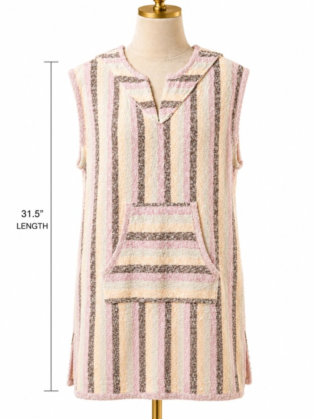 Free People Beach Striped Terry Cloth Knit Tunic Dress Swim Cover Up Pocket